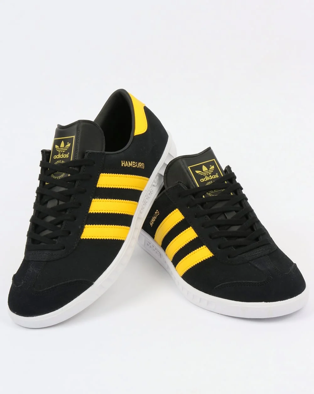 Adidas Hamburg Trainers Black/Yellow/White - Image 3