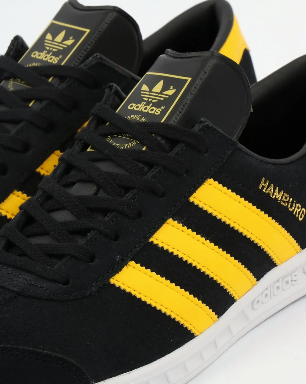 Adidas Hamburg Trainers Black/Yellow/White - Image 4