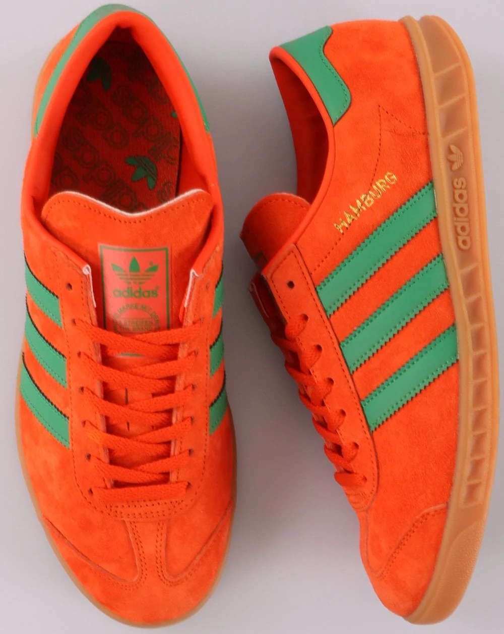 Adidas Hamburg Trainers Vibrant Orange/ Green - Image 3