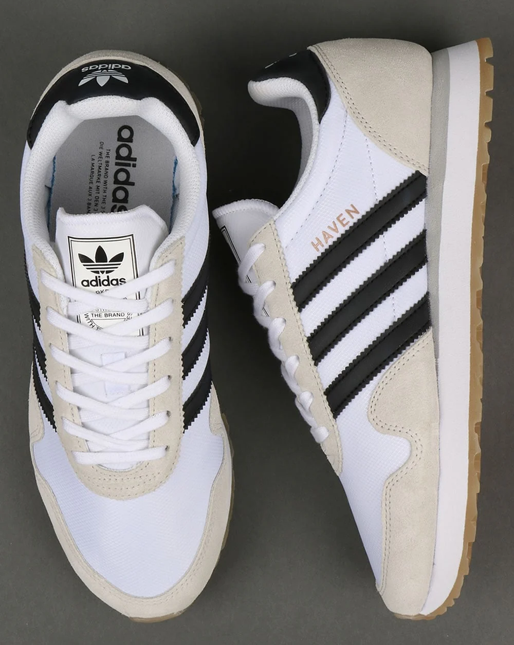 Adidas Haven Trainers White/Black/Gum - Image 3