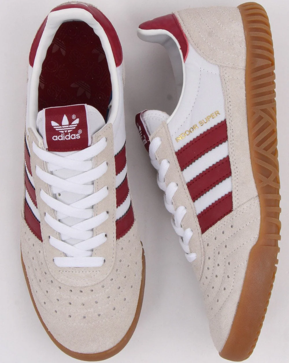 Adidas Indoor Super Trainers White/Burgundy - Image 2