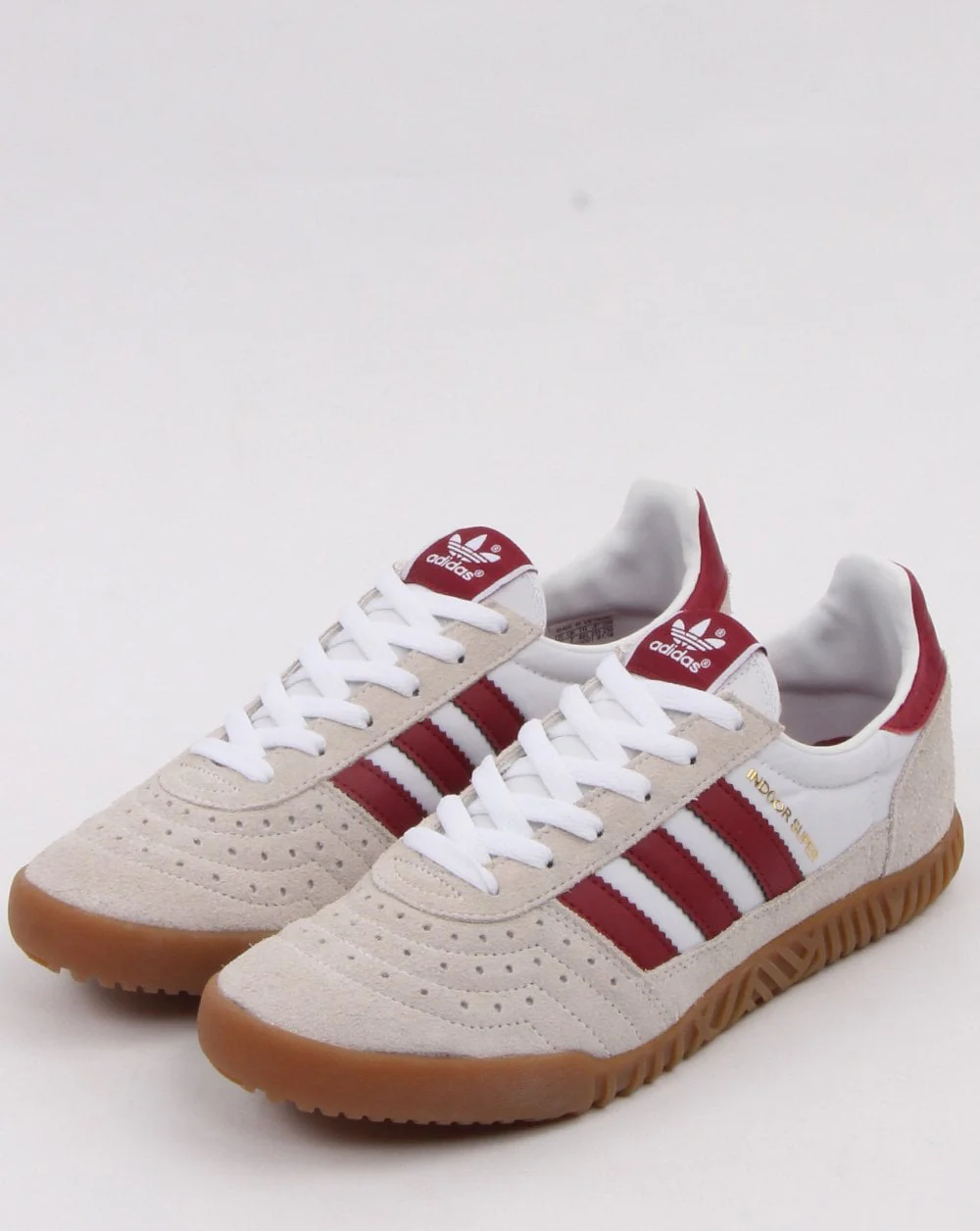 Adidas Indoor Super Trainers White/Burgundy - Image 4