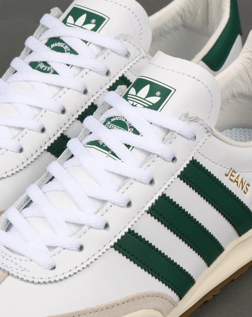 Adidas Jeans Leather Trainers White/Green - Image 2
