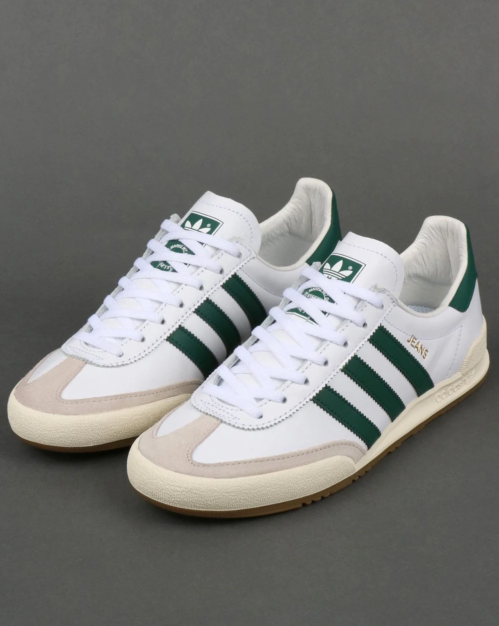 Adidas Jeans Leather Trainers White/Green - Image 4