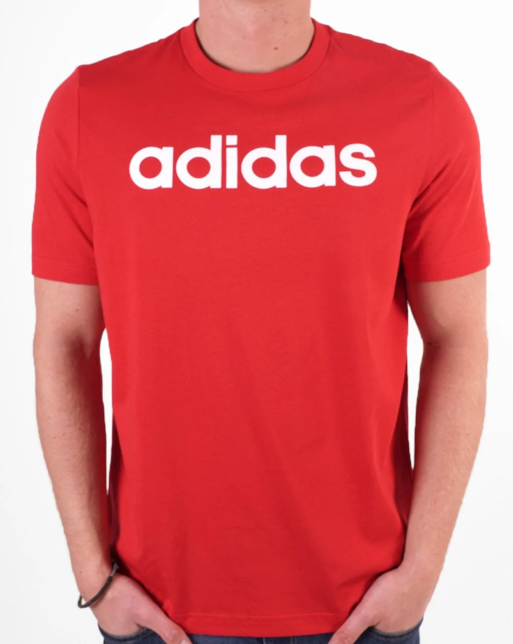 Adidas Linear Logo T Shirt Red - Image 3