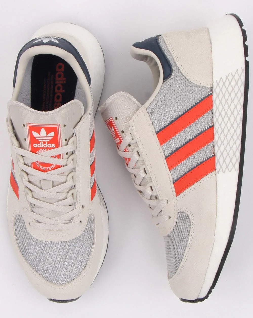 Adidas Marathon Tech Trainers Raw White/Orange/Navy - Image 2