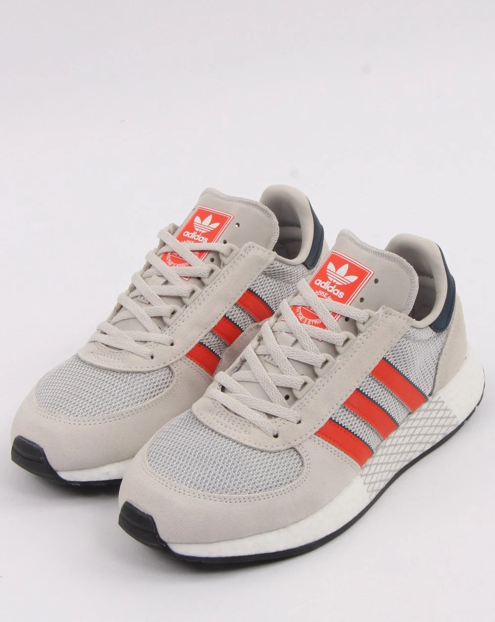 Adidas Marathon Tech Trainers Raw White/Orange/Navy - Image 3