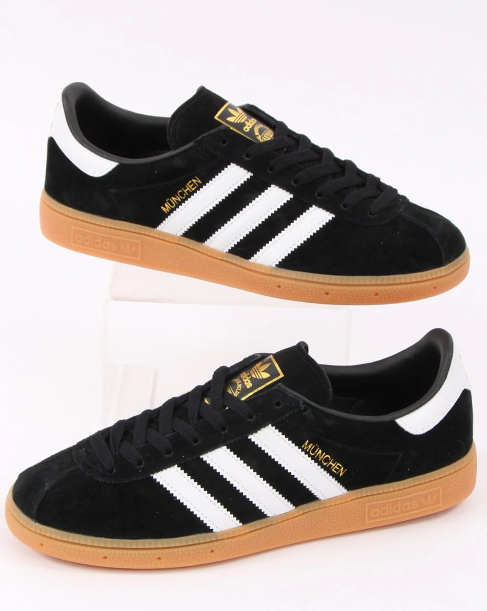 Adidas Munchen Trainers Black/White/Gum - Image 3