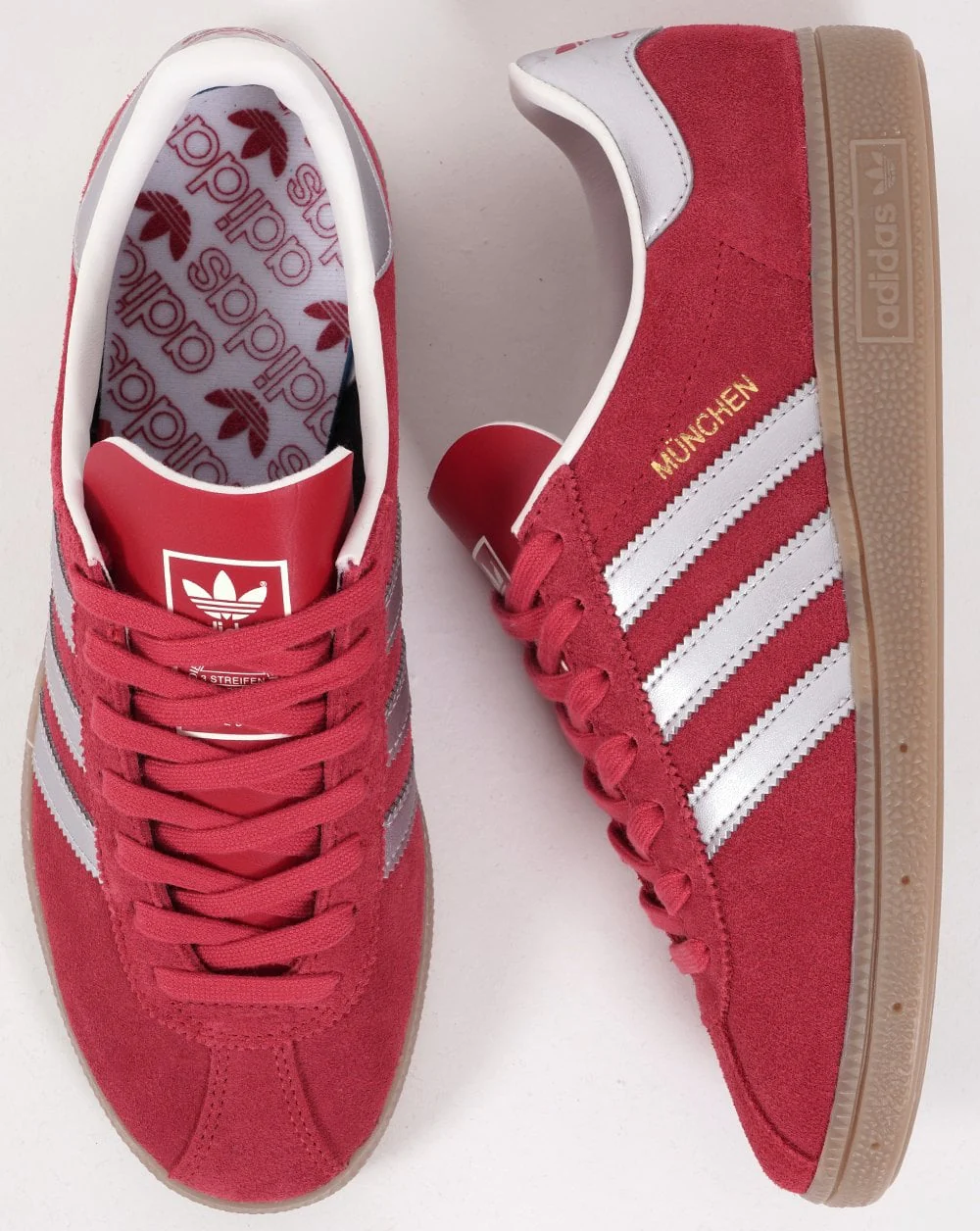 Adidas Munchen Trainers Scarlet/Silver/Gum - Image 4