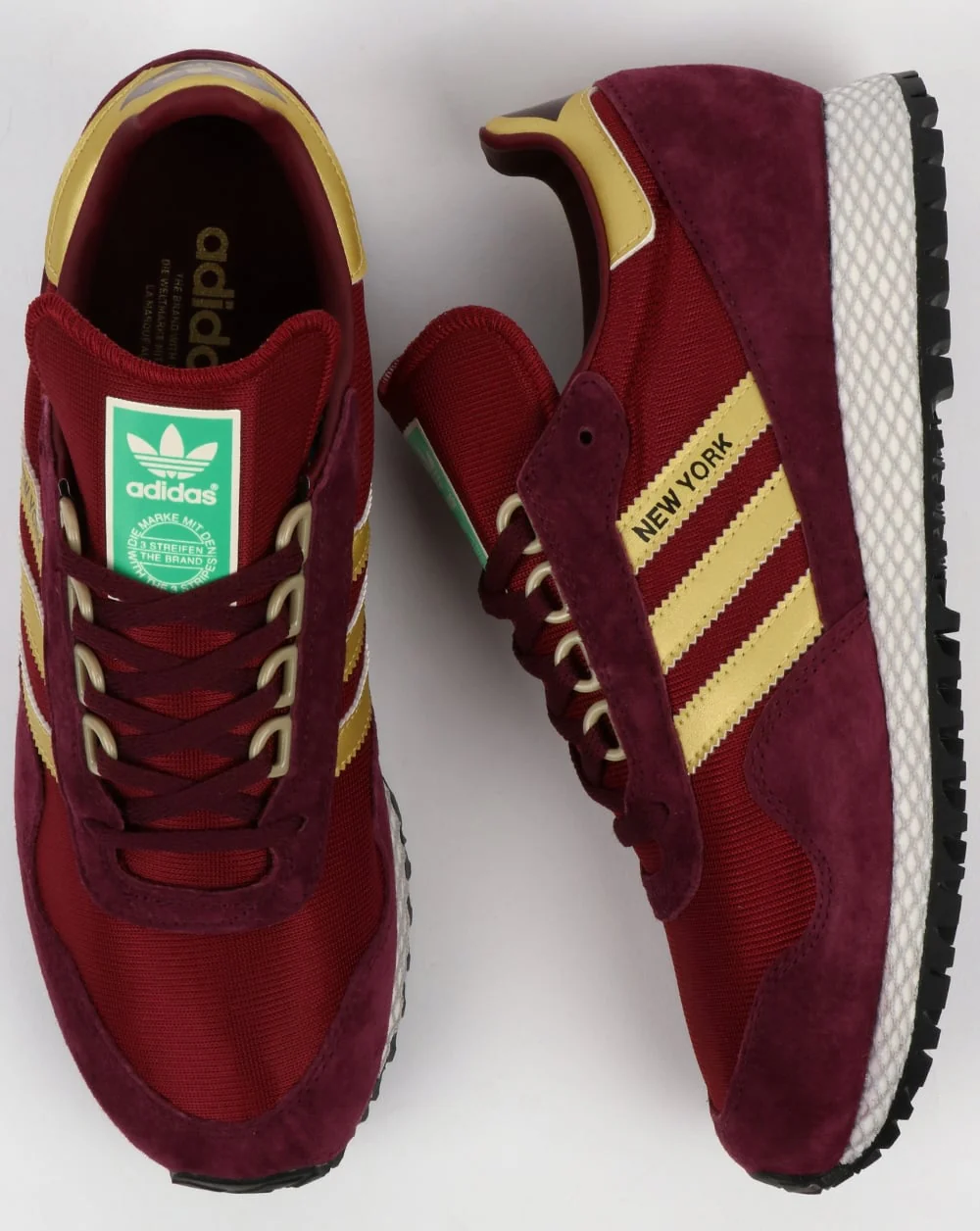 Adidas New York Trainers Burgundy/Gold - Image 2