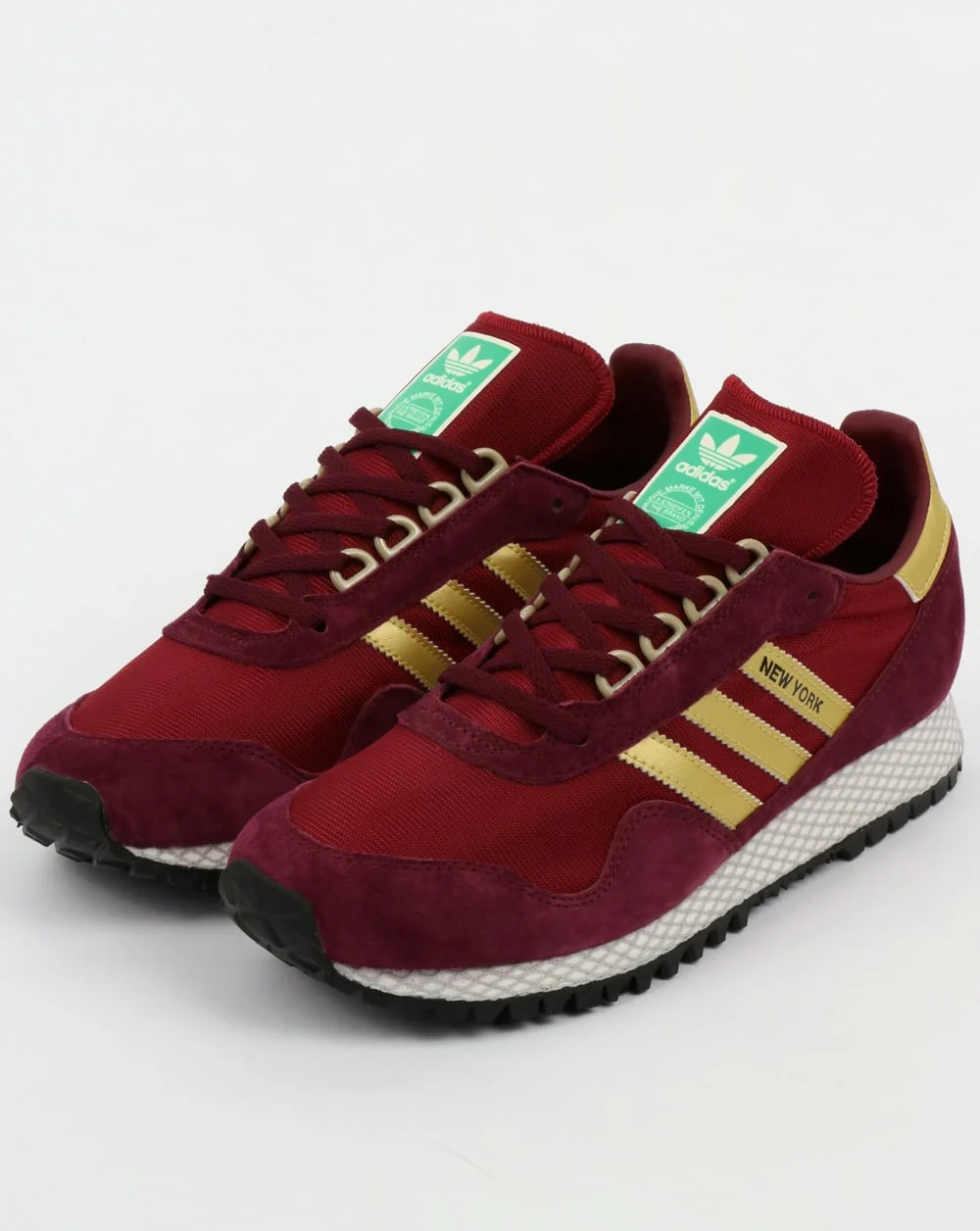 Adidas New York Trainers Burgundy/Gold - Image 4