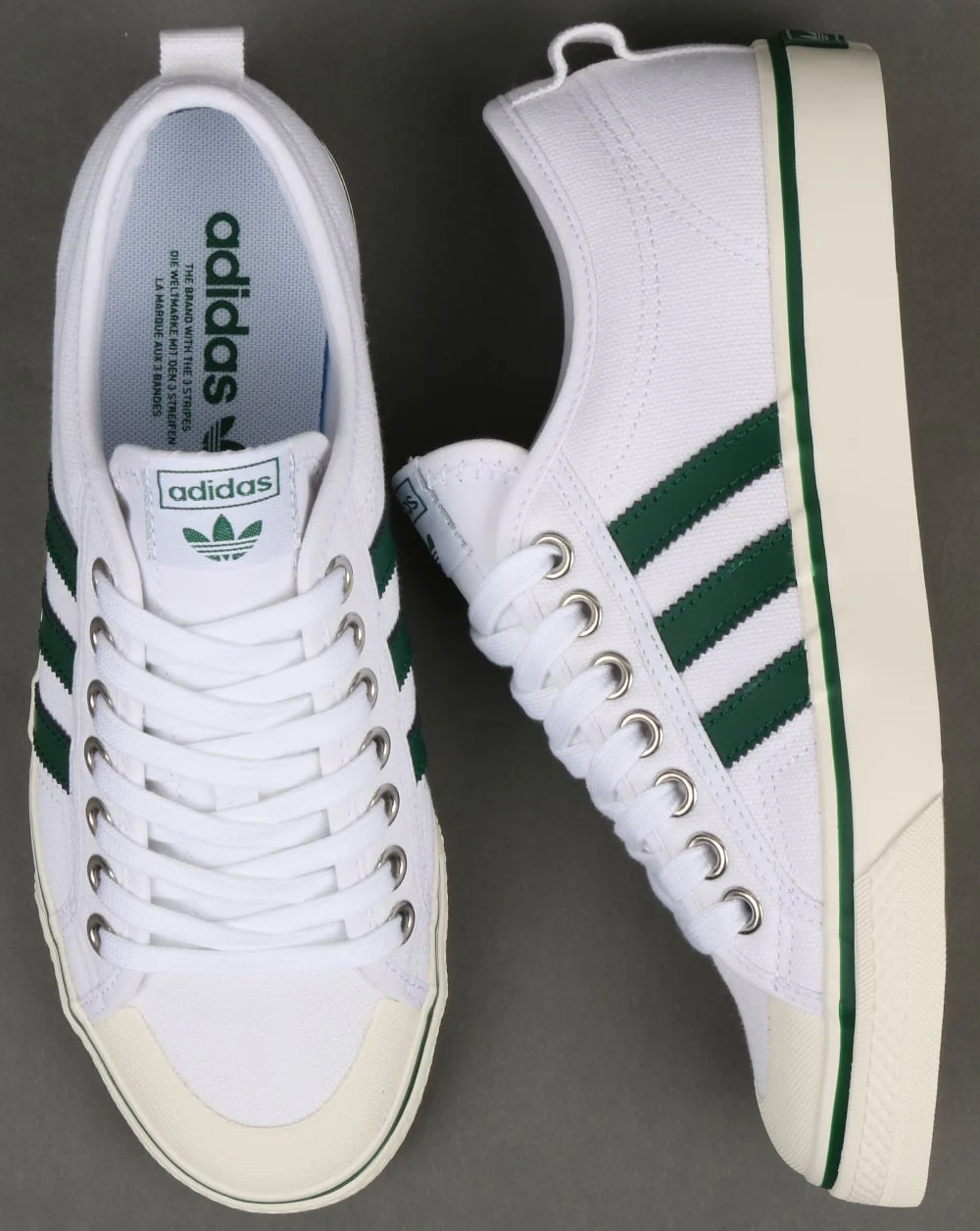 Adidas Nizza Trainers White/Green - Image 2