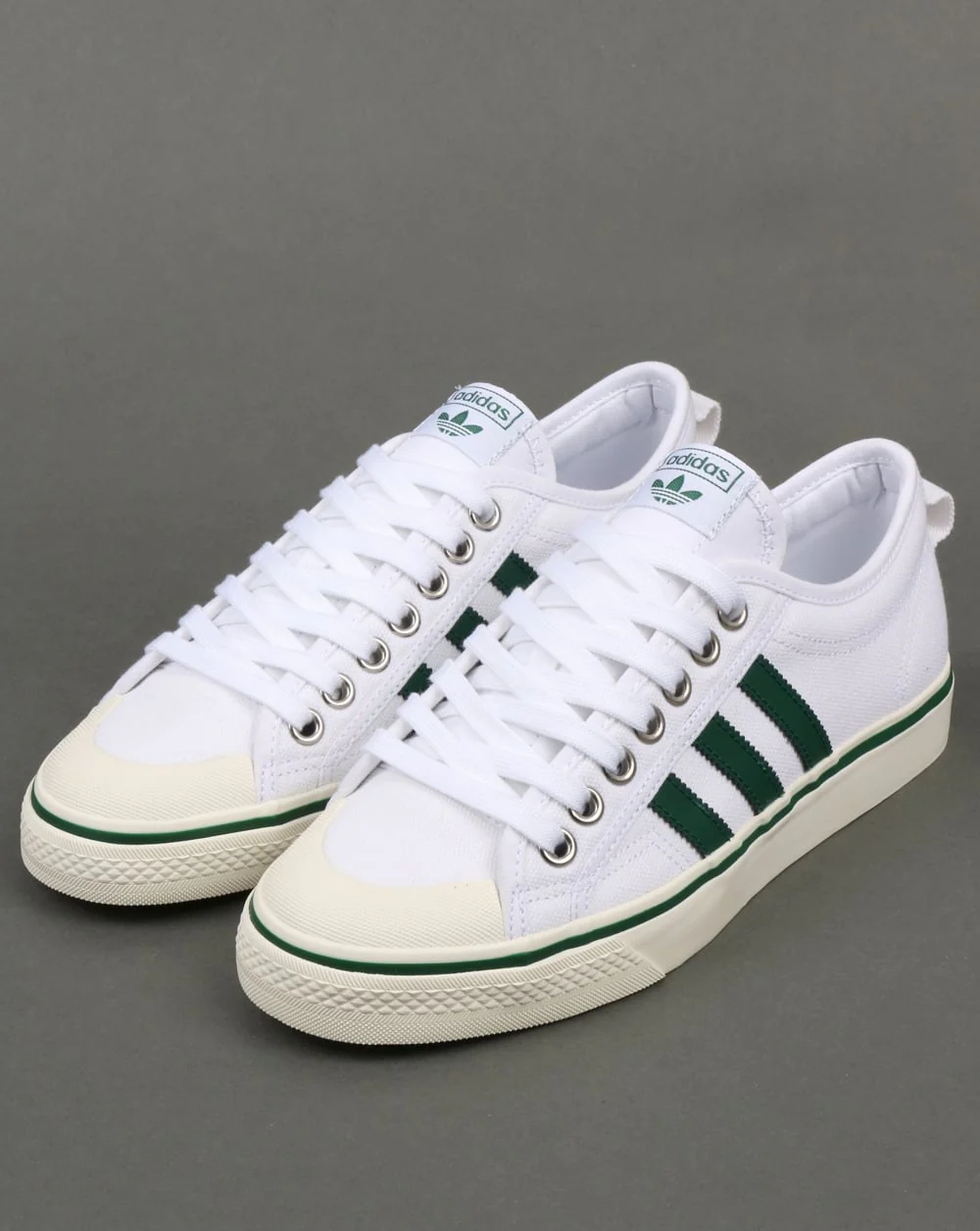 Adidas Nizza Trainers White/Green - Image 3