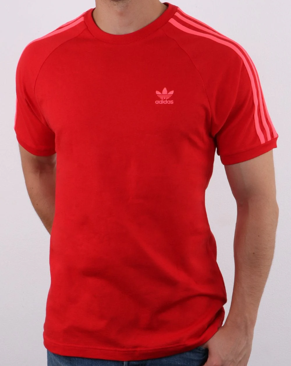 Adidas Originals 3 Stripe T Shirt Scarlet Red - Image 2