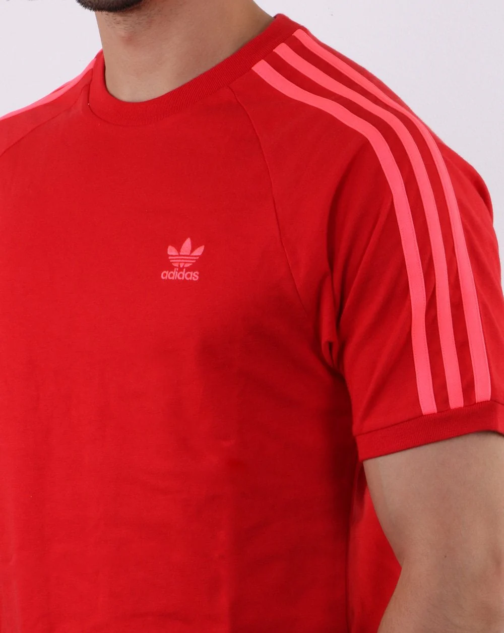 Adidas Originals 3 Stripe T Shirt Scarlet Red - Image 4