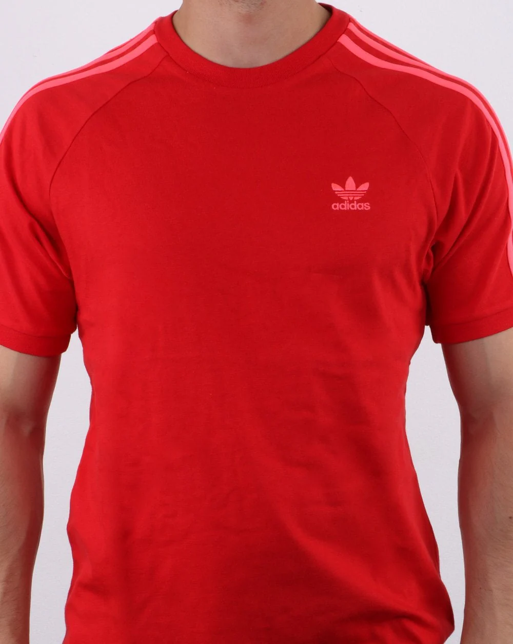 Adidas Originals 3 Stripe T Shirt Scarlet Red - Image 5