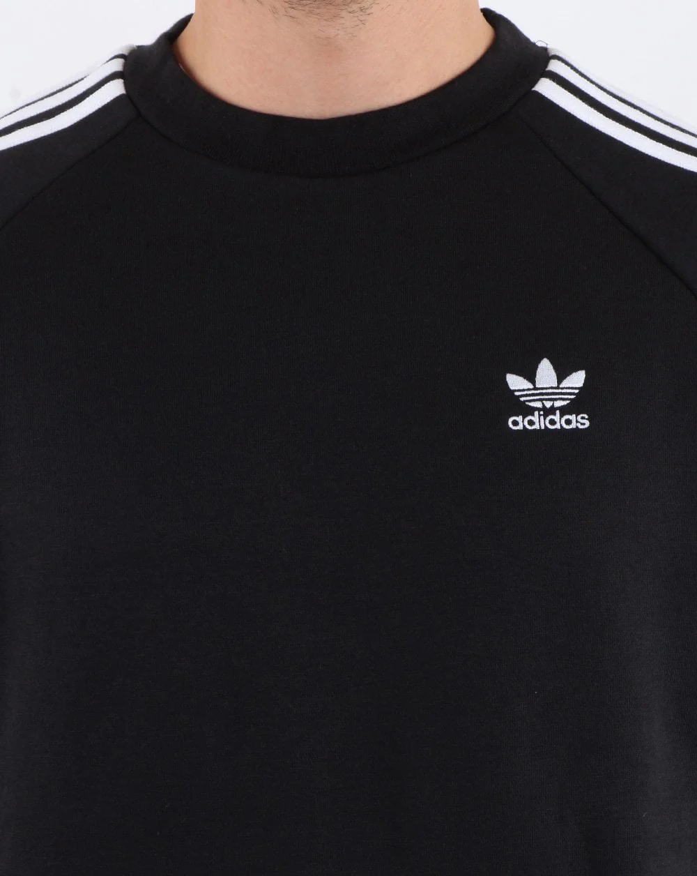 Adidas Originals 3 Stripes Crew Sweat Black - Image 2
