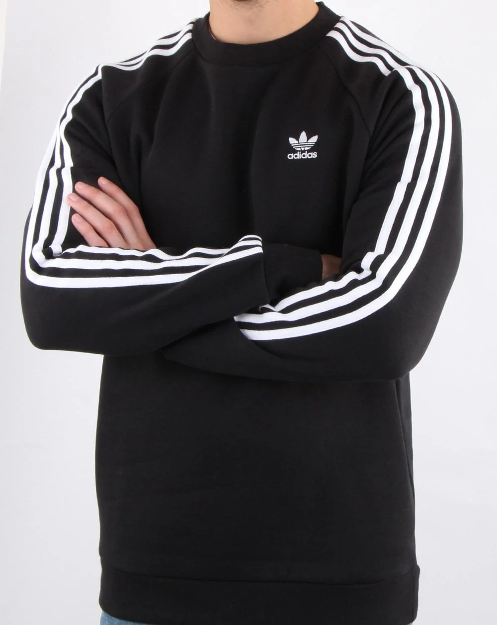Adidas Originals 3 Stripes Crew Sweat Black - Image 4