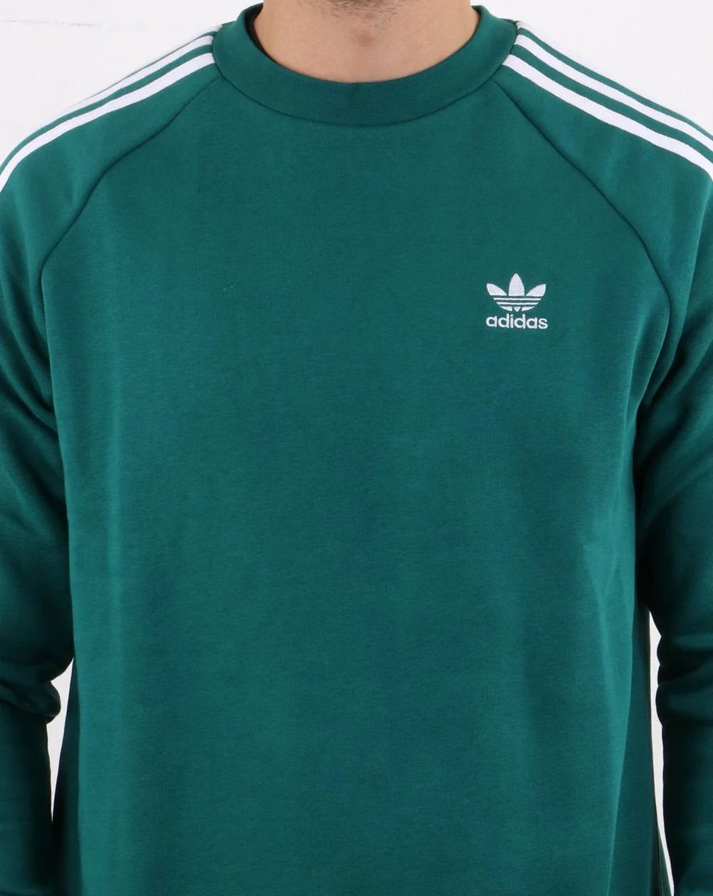 Adidas Originals 3 Stripes Crew Sweat Green - Image 4