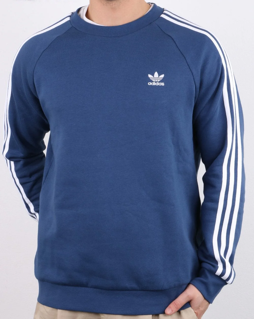 Adidas Originals 3 Stripes Crew Sweat Night Marine - Image 2