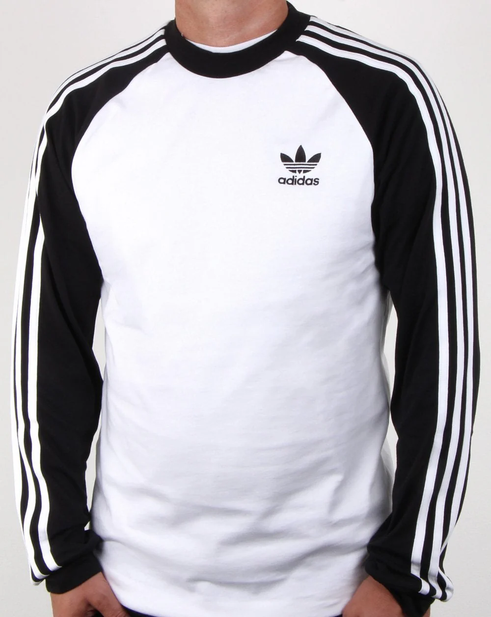 Adidas Originals 3 Stripes Long Sleeve T Shirt White/black