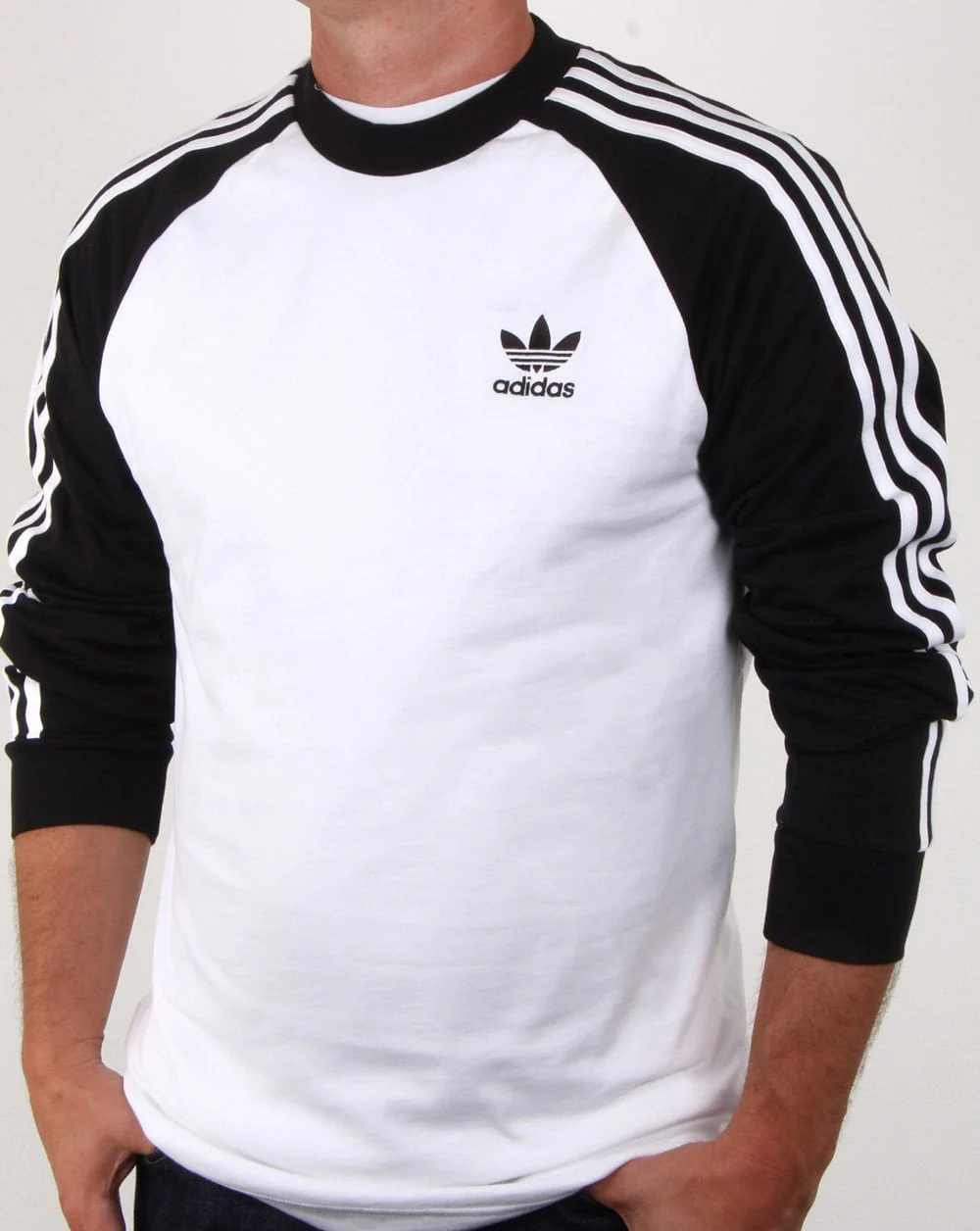 Adidas Originals 3 Stripes Long Sleeve T Shirt White/black - Image 2