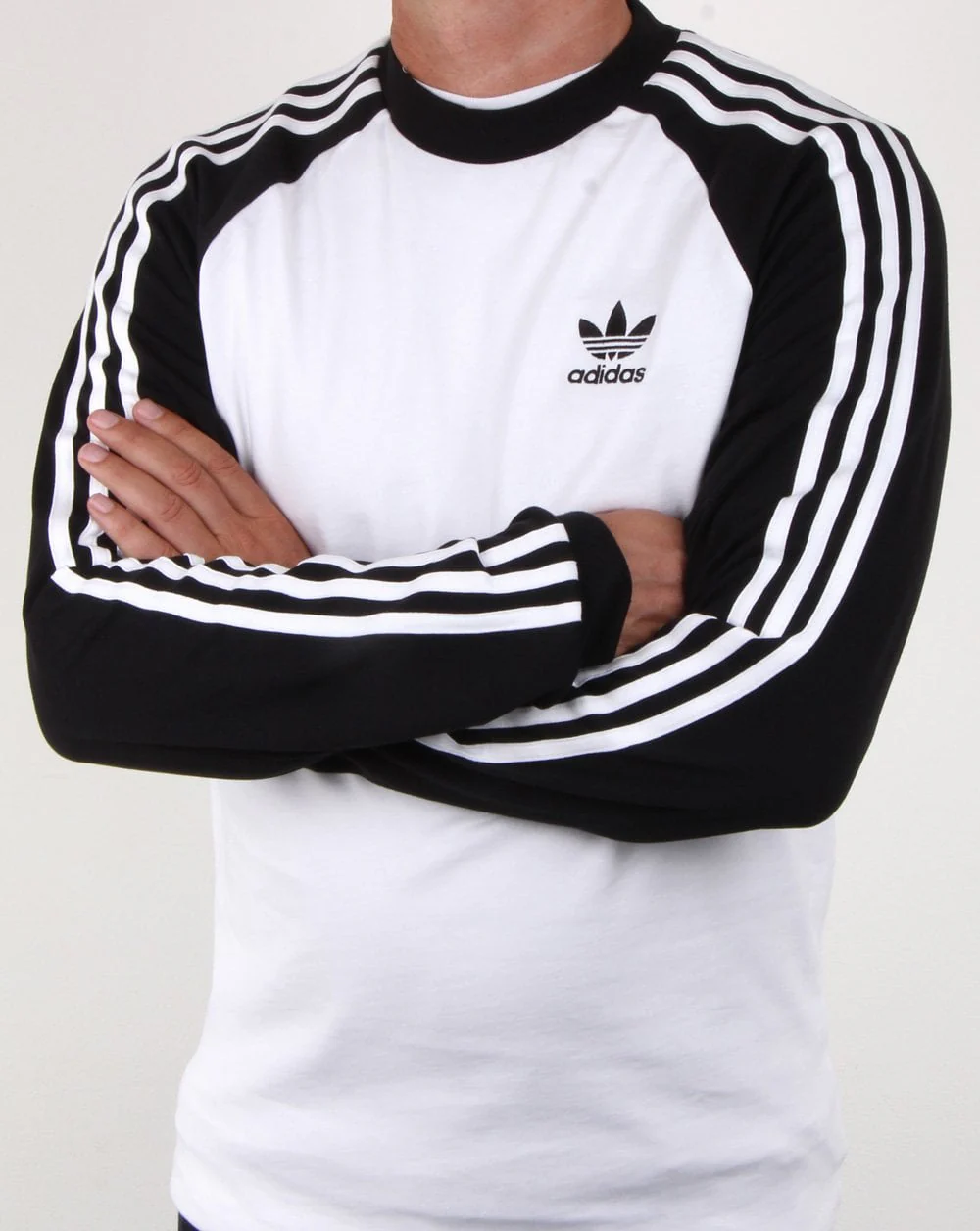 Adidas Originals 3 Stripes Long Sleeve T Shirt White/black - Image 4