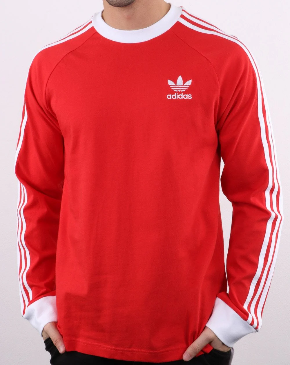 Adidas Originals 3-stripes Long Sleeved T Shirt Lush Red