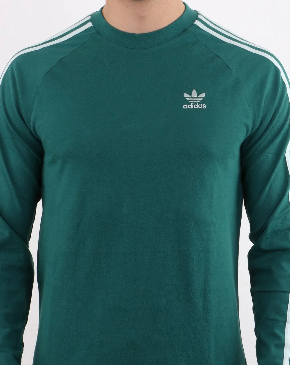 Adidas Originals 3 Stripes Long Sleeved T Shirt Noble Green - Image 5
