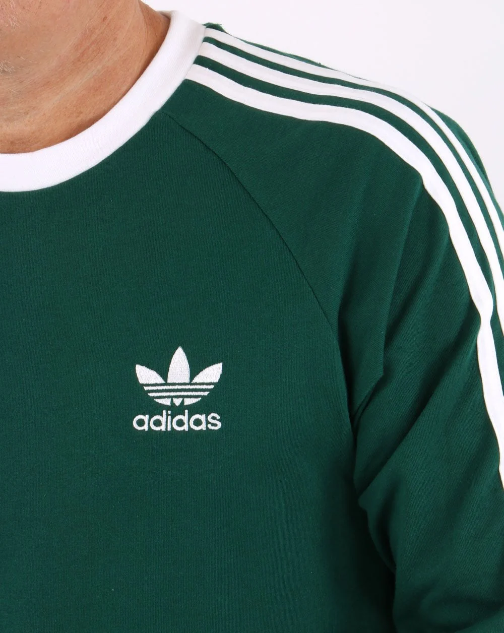 Adidas Originals 3 Stripes LS T Shirt Collegiate Green - Image 2
