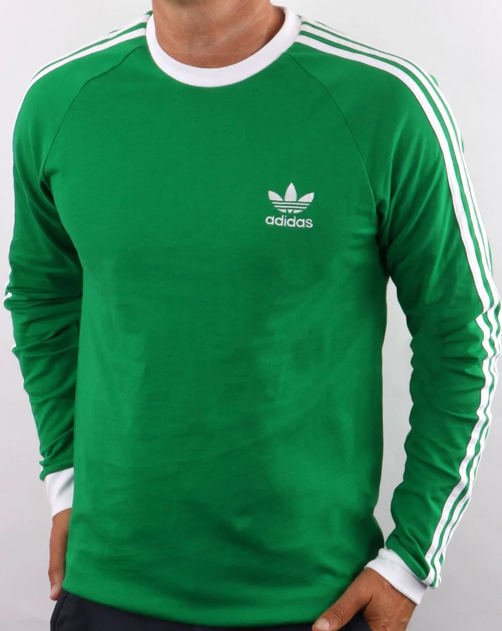 Adidas Originals 3 Stripes Ls T Shirt Green - Image 4