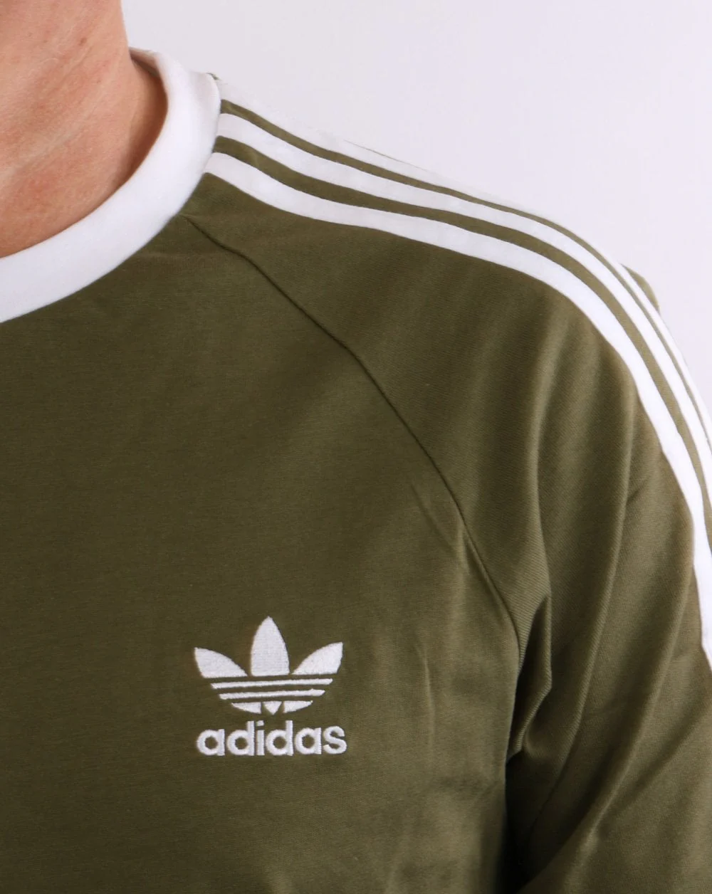Adidas Originals 3 Stripes Ls T Shirt Khaki - Image 3