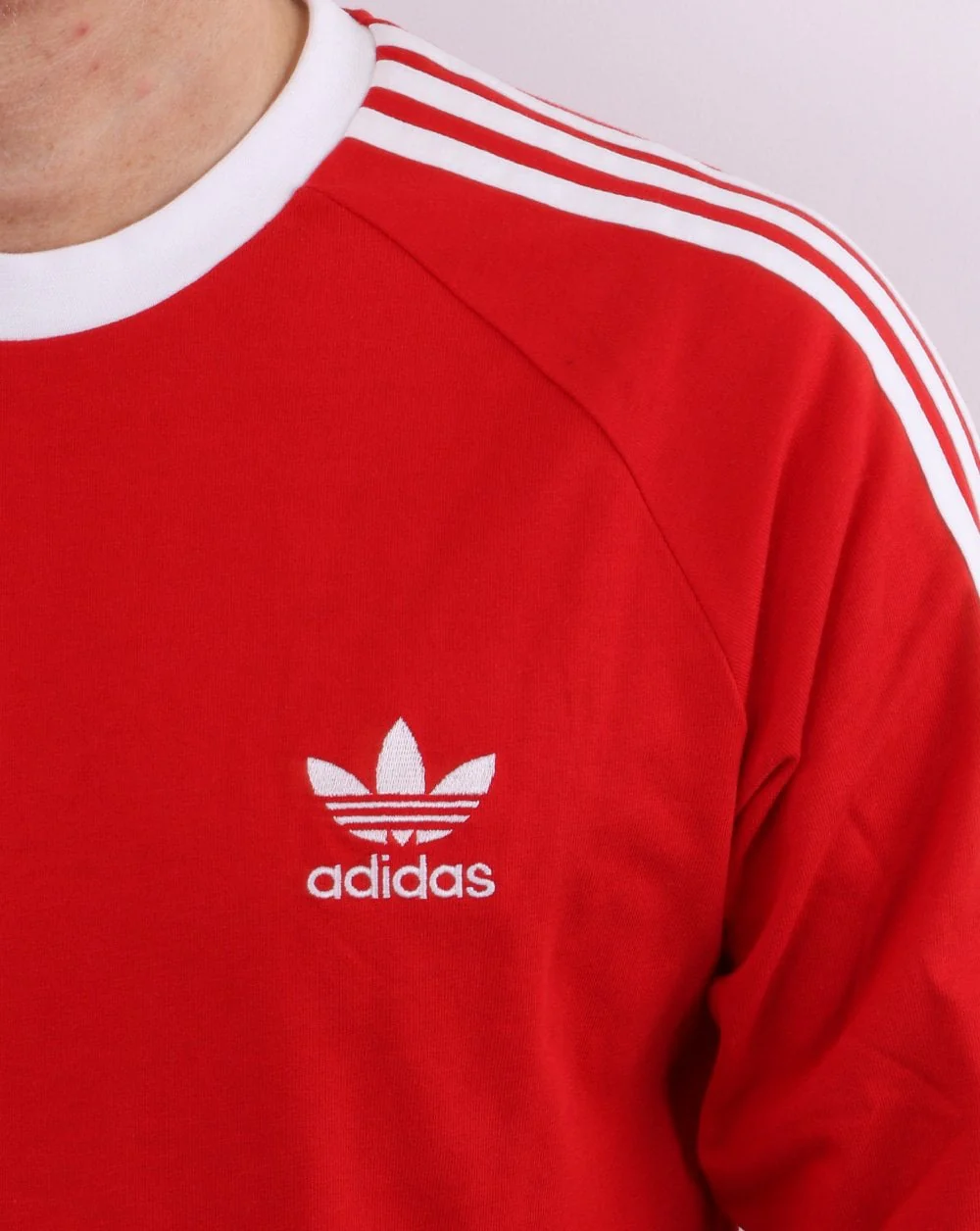 Adidas Originals 3 Stripes Ls T Shirt Scarlet Red - Image 3