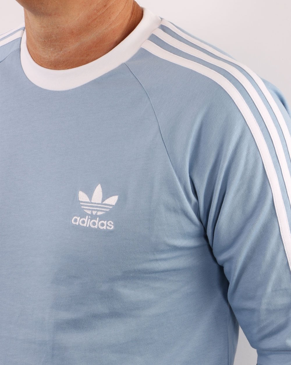 Adidas Originals 3 Stripes Ls T Shirt Sky - Image 2