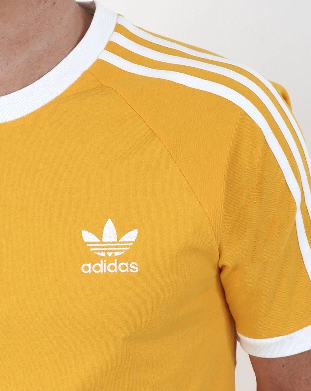 Adidas Originals 3 Stripes T Shirt Active Gold - Image 2