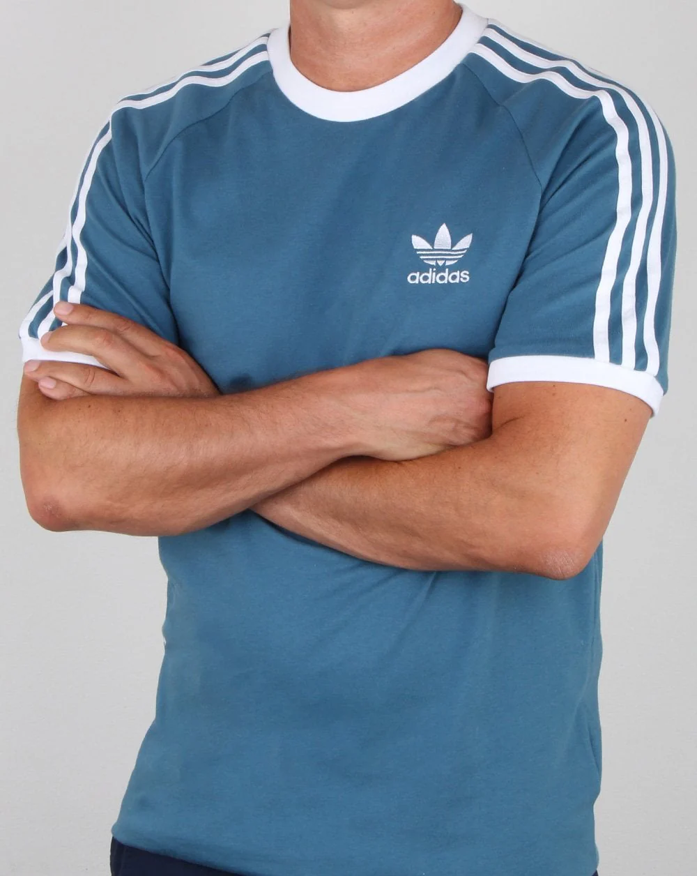 Adidas Originals 3 Stripes T Shirt Blanch Blue - Image 2