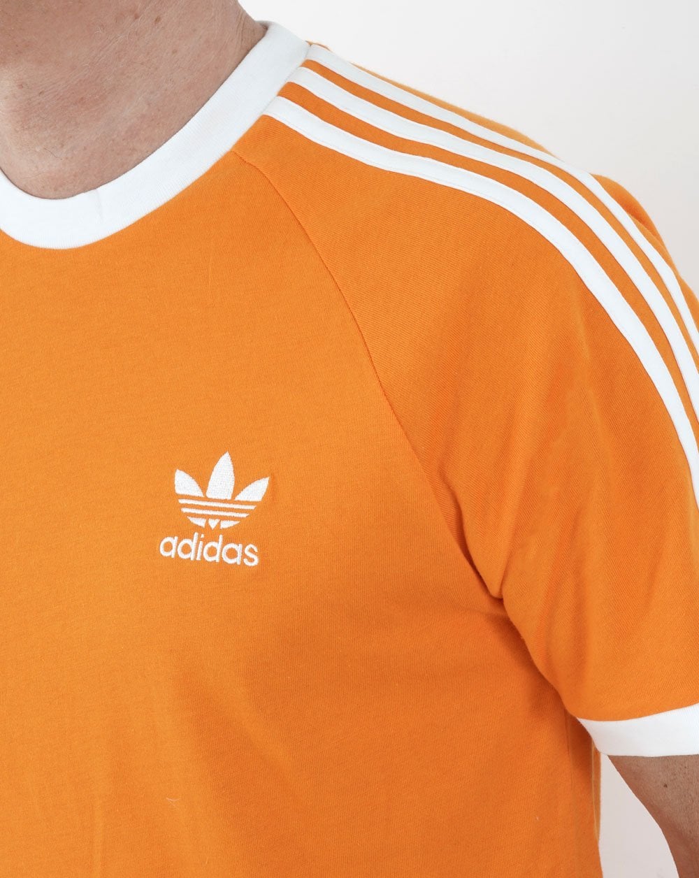 Adidas Originals 3 Stripes T Shirt Bold Orange - Image 2