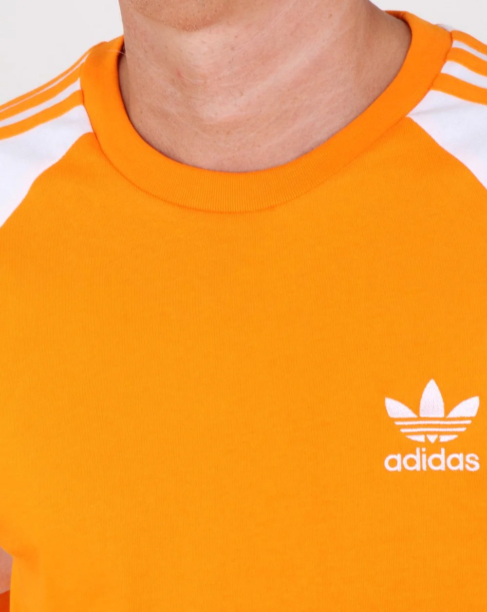 Adidas Originals 3 Stripes T Shirt Bright Orange - Image 2