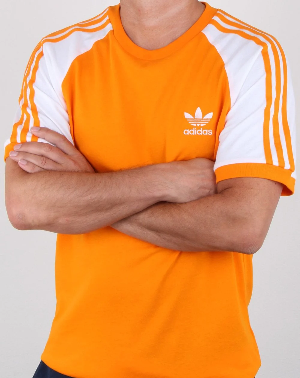 Adidas Originals 3 Stripes T Shirt Bright Orange - Image 3