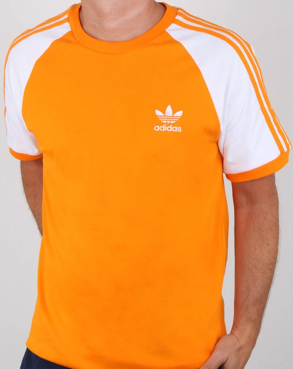 Adidas Originals 3 Stripes T Shirt Bright Orange - Image 4