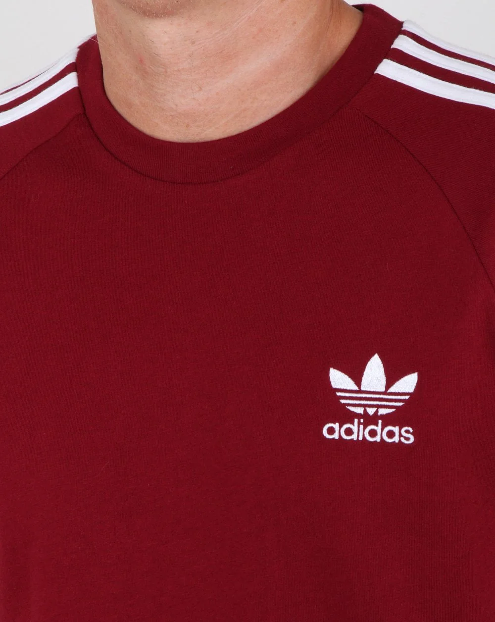 Adidas Originals 3 Stripes T Shirt Collegiate Burgundy - Image 2