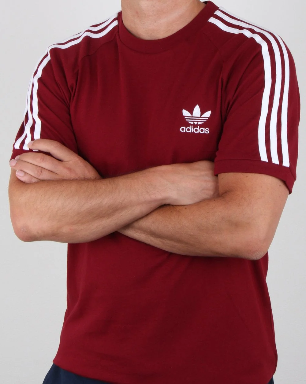 Adidas Originals 3 Stripes T Shirt Collegiate Burgundy - Image 3