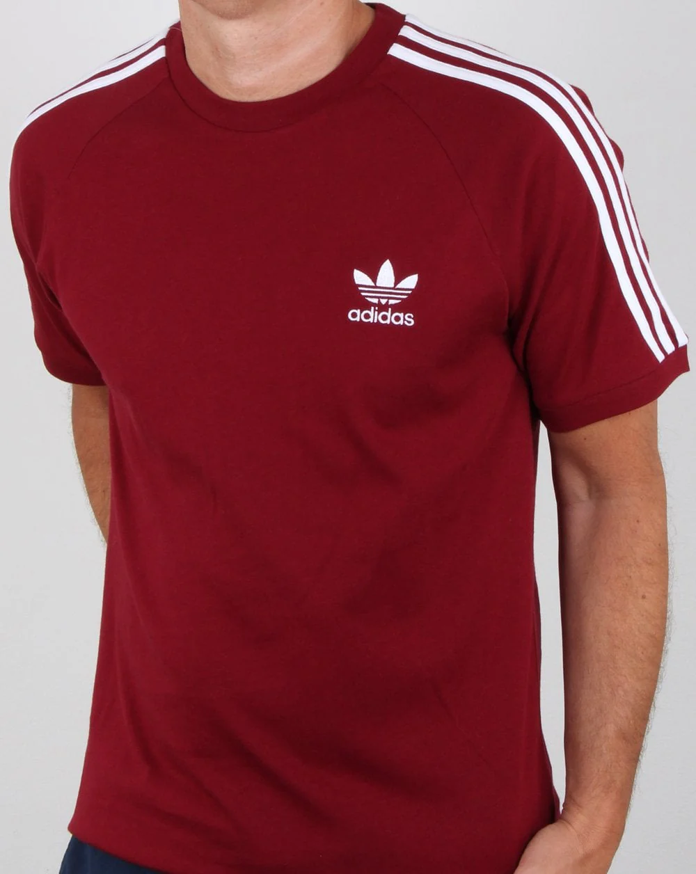 Adidas Originals 3 Stripes T Shirt Collegiate Burgundy - Image 4