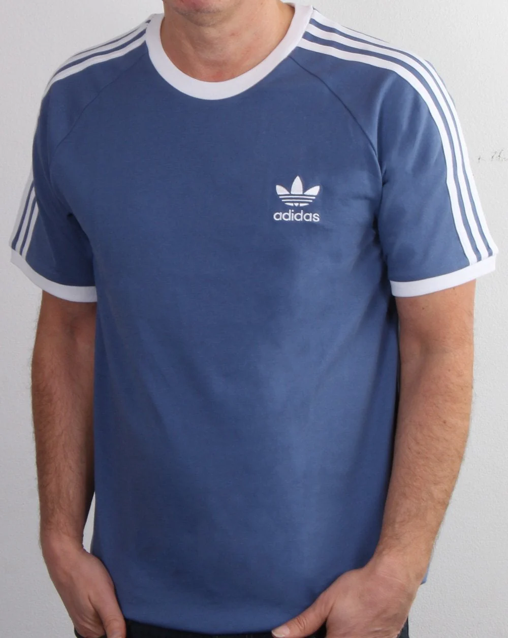Adidas Originals 3 Stripes T Shirt Crew Blue