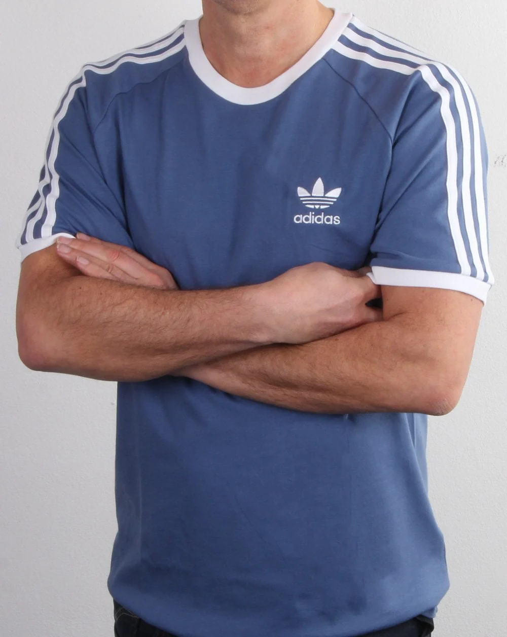 Adidas Originals 3 Stripes T Shirt Crew Blue - Image 3