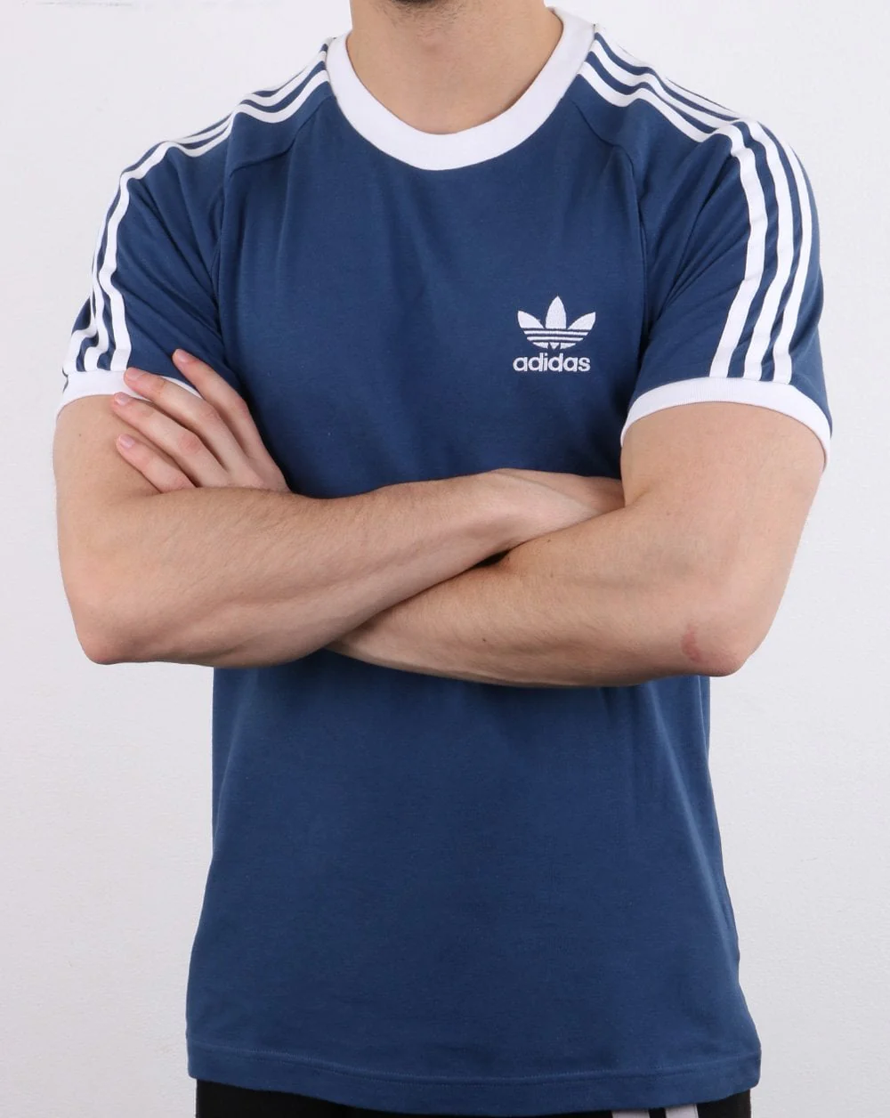 Adidas Originals 3 Stripes T Shirt Deep Blue - Image 3