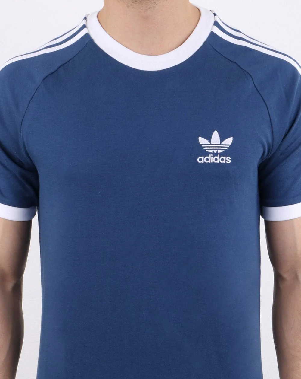 Adidas Originals 3 Stripes T Shirt Deep Blue - Image 4