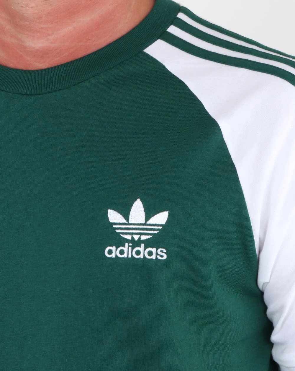 Adidas Originals 3 Stripes T Shirt DP Green/White - Image 2