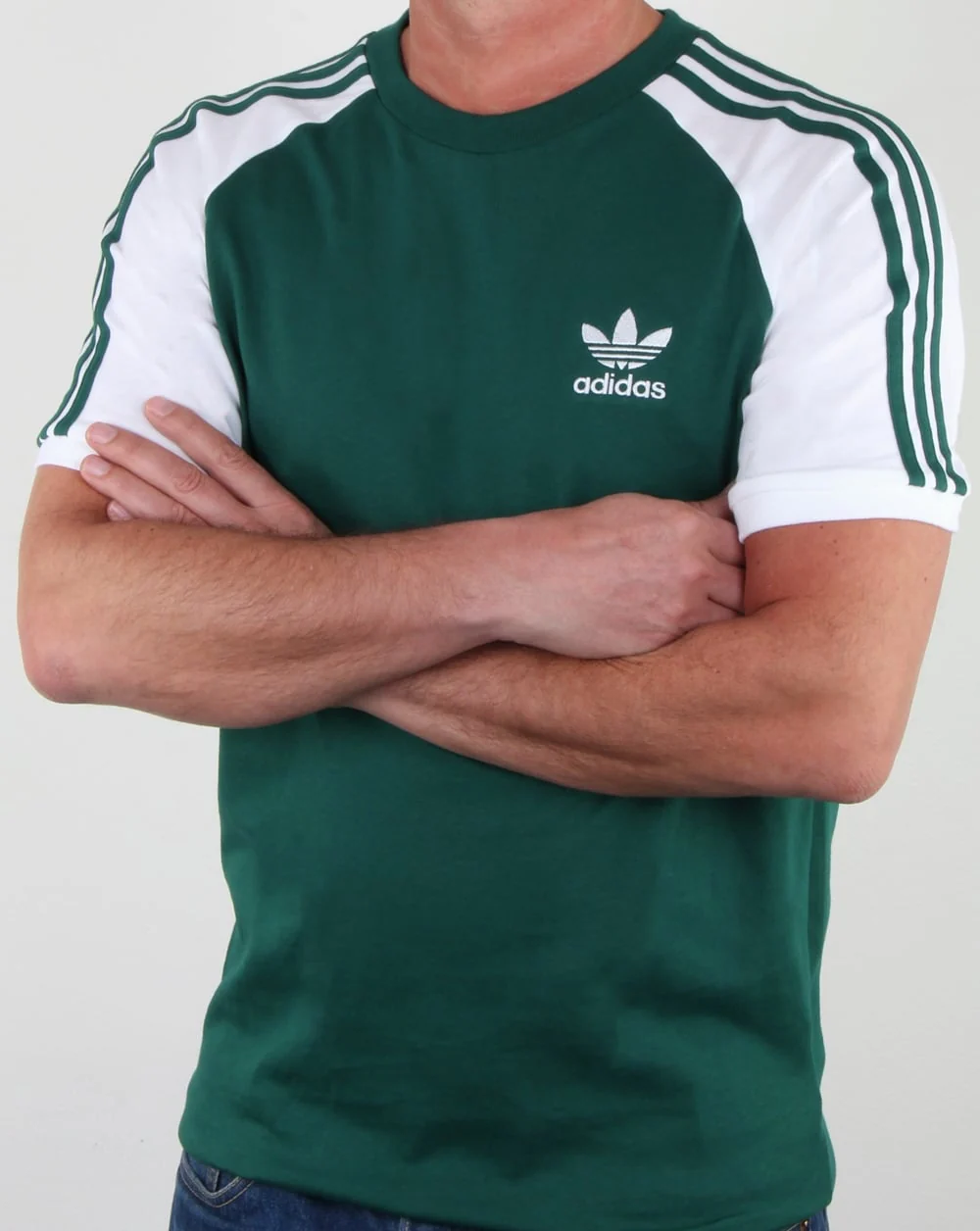 Adidas Originals 3 Stripes T Shirt DP Green/White - Image 3