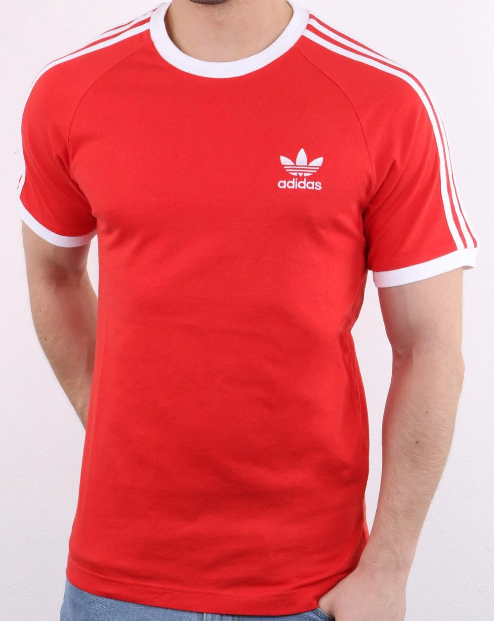 Adidas Originals 3 Stripes T Shirt Fresh Red - Image 3